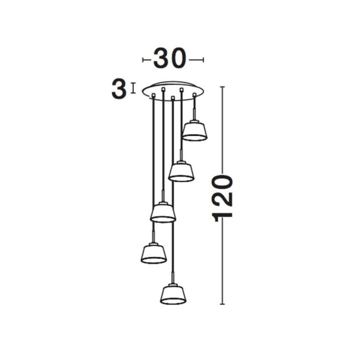 LUCES YOPAL LE41833 pendant lamp chrome + glass 5xG9