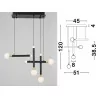 LUCES UNION LE41811 black pendant lamp LED 20W white balls