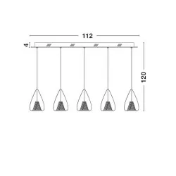 LUCES YUMBO LE41840 lampa wisząca chrom + szkło + różowe złoto 5xG9