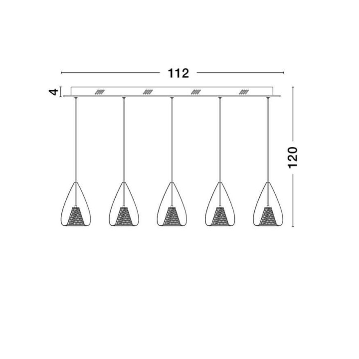 LUCES YUMBO LE41840 lampa wisząca chrom + szkło + r&oacute;żowe złoto 5xG9