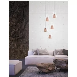 LUCES YUMBO LE41841 lampa wisząca szkło + różowe złoto 5xG9