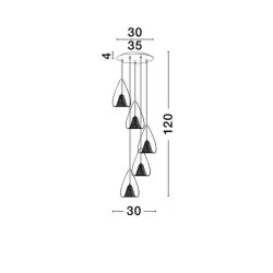 LUCES YUMBO LE41841 lampa wisząca szkło + różowe złoto 5xG9