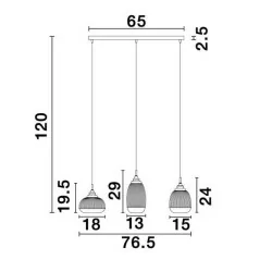 LUCES AHIGAL LE41847 lampa wisząca złota 3xE14 szklane klosze