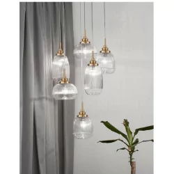 LUCES AHIGAL LE41848 effective gold pendant lamp 6xE14 LED