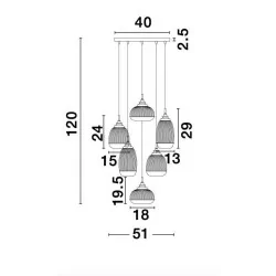 LUCES AHIGAL LE41848 efektowna złota lampa wisząca 6xE14 LED