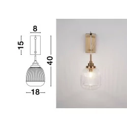 LUCES AHIGAL LE41849 kinkiet złoty, szklany klosz