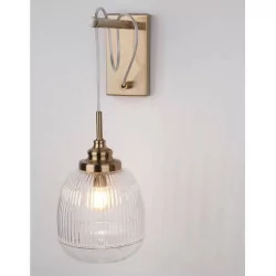 LUCES AHIGAL LE41849 gold wall lamp, glass shade