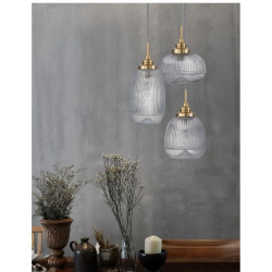 LUCES AHIGAL LE41853 gold hanging vintage glass lampshades 3xE14