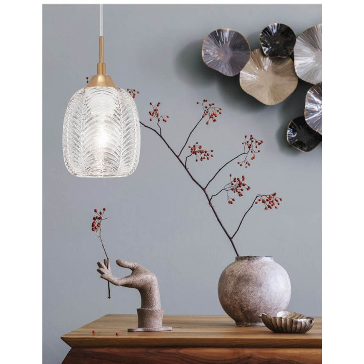 LUCES ALCALA LE41854 lampa wisząca vintage złoty + szkło 1xE27