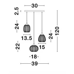 LUCES ALCALA LE41857 wisząca lampa vintage 3xE27 złoty + szkło