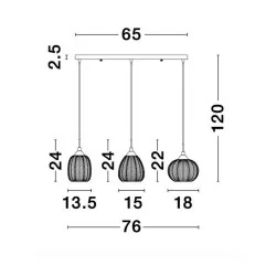 LUCES ALCALA LE41858 lampa wisząca złota listwa vintage 3 klosze