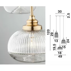 LUCES AHIGAL LE41853 gold hanging vintage glass lampshades 3xE14