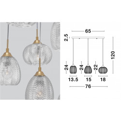 LUCES ALCALA LE41855 hanging lamp vintage 6xE27 gold + glass