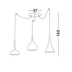 LUCES CUARTO LE41979 wisząca lampa brązowo-złota 3 klosze E27