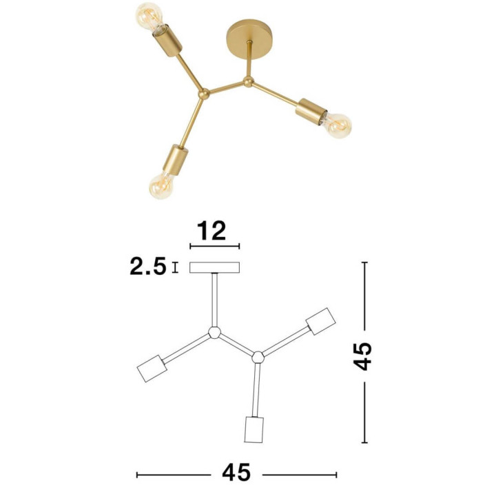 LUCES CUMANA LE41986 lampa sufitowa mosiądz 3xLED E27
