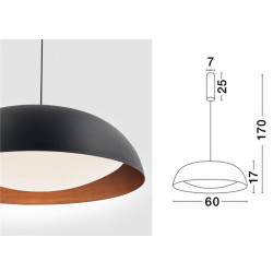 LUCES GIRONA LE42009 pendant lamp LED 40W black and copper 60cm