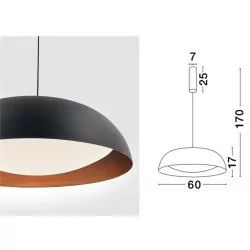 LUCES GIRONA LE42009 lampa wisząca LED 40W czarno-miedziana 60cm