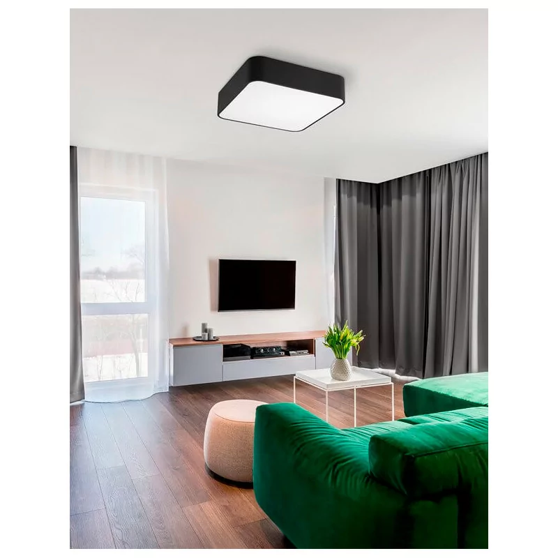 LUCES HUELVA LE42048 kwadratowy plafon E27 biały, czarny