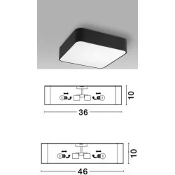 LUCES HUELVA LE42048 kwadratowy plafon E27 biały, czarny