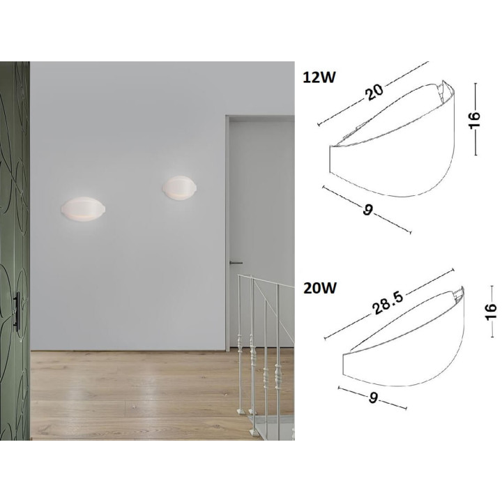 LUCES TOLEDO LE42203/4 biały, p&oacute;łokrągły kinkiet LED 20cm, 28cm