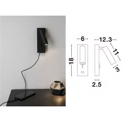 LUCES ZARZAL LE42224/5 kinkiet LED 3W USB biały, czarny