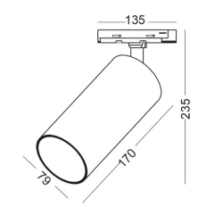 ELKIM LAZER/T Track 219 XL biały, czarny, złoty LED 9W