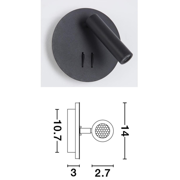 LUCES ARMILLA LE42239/40 kinkiet LED 9W biały, czarny 2 włączniki