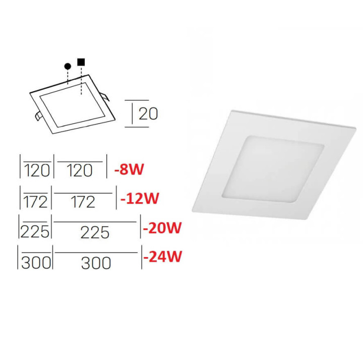 Kohl DISC SQ K51703.RF oprawa kwadratowa wpuszczana LED z ramką