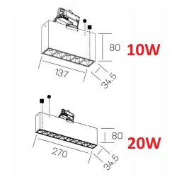 Kohl NSES K51300.TK oprawa szynowa 3F LED 10W, 20W