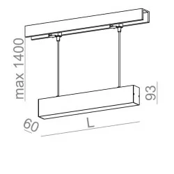 AQFORM SET TRU LED suspended track 3F 16395/7/9 57cm-142cm