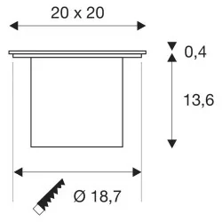 SLV ROCCI 200 EL 1006105 square LED 16W steel IP67 20cm