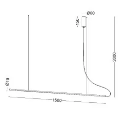 ELKIM LINE 363 wisząca czarna 150cm LED 18W