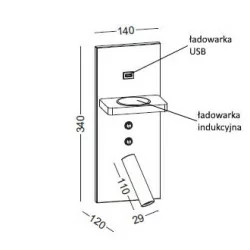 ELKIM HOTELS 417H white, black vertical USB LED wall light