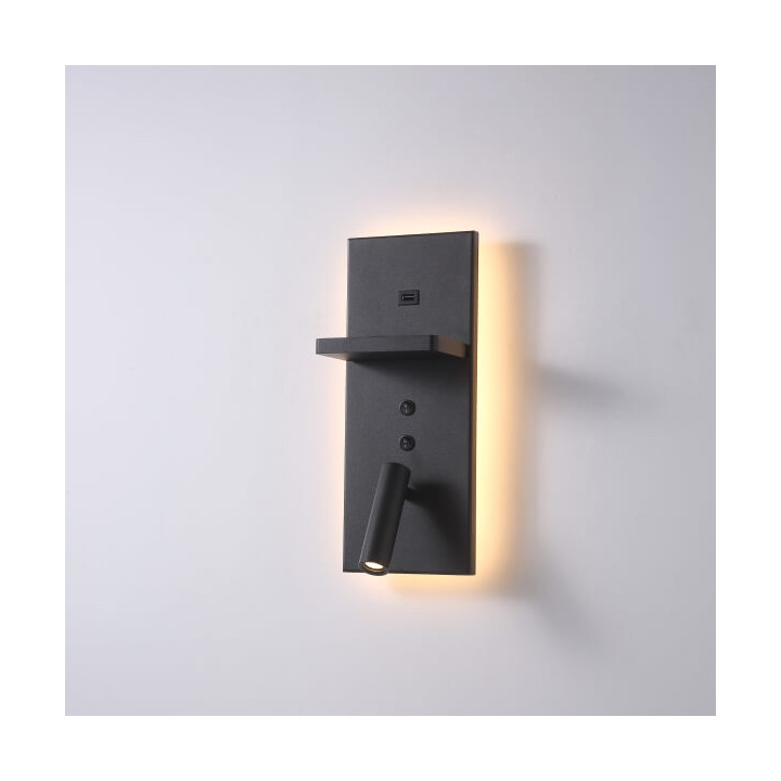 ELKIM HOTELS 417H biały, czarny kinkiet LED USB pionowy