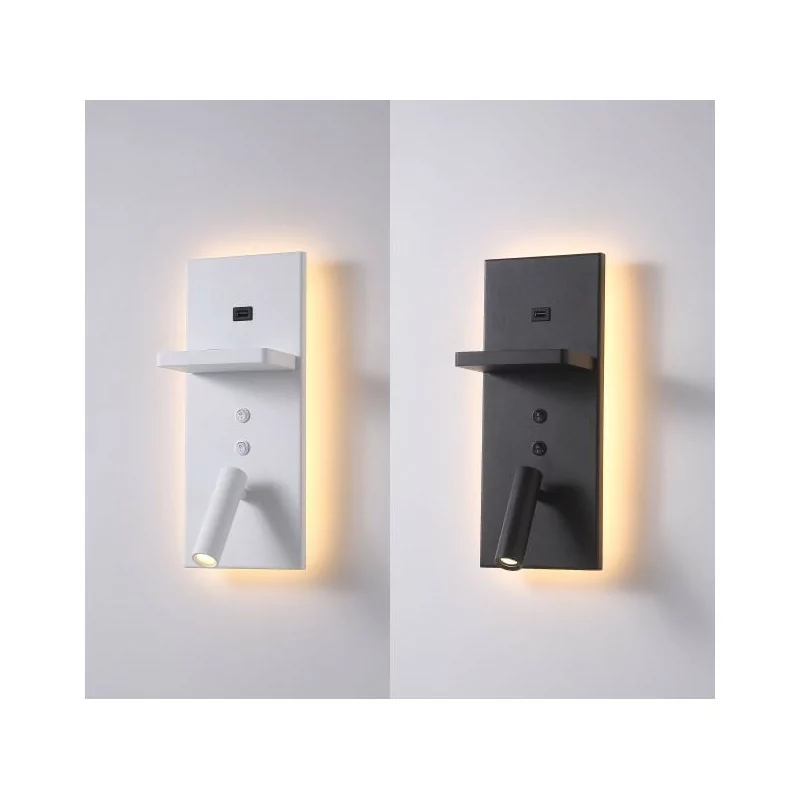 ELKIM HOTELS 417H white, black vertical USB LED wall light