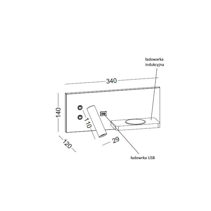 ELKIM HOTELS 417LP white, black USB LED wall horizontal