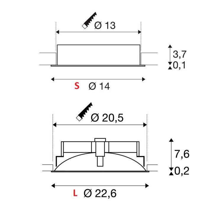 SLV OCCULDAS 14/23 117331, 117311 recessed lamp 3000K
