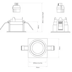 Astro Pinhole Slimline Square fixed 1434002 IP65 waterproof wh-bk