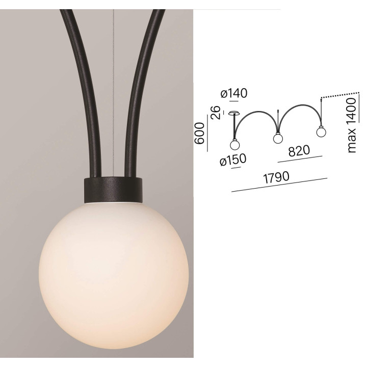 AQFORM FLYING BALL arc WP x3 LED suspended 59866