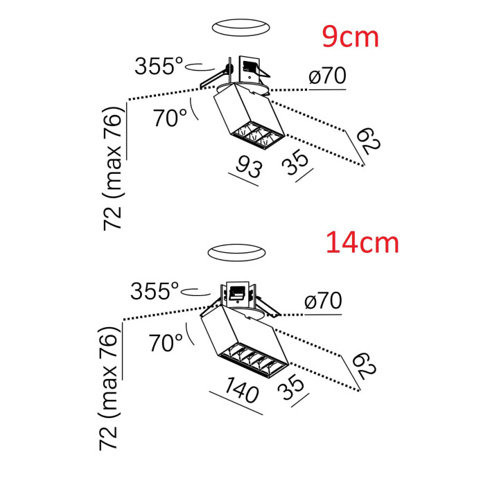 AQFORM RAFTER points LED G/K spot 16420, 16416 recessed
