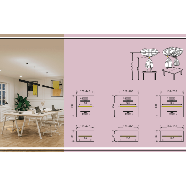 Suspended light AQFORM OPTIMA LED Up&down 98cm-168cm
