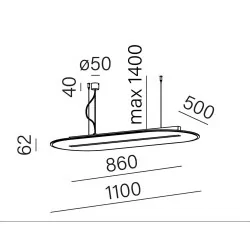 AQFORM AQfelt OVALL RAFTER points LED section suspended 59896 110cm