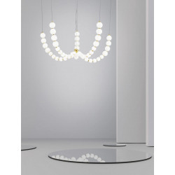 LUCES MOCA LE42746 pendant LED lamp 130W gold + white opal glass