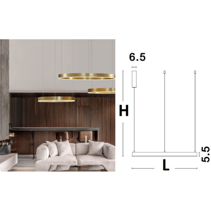 LUCES JACA LE41416 lampa wisząca LED 60cm, 80cm, 100cm