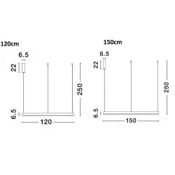 LUCES JACA LE42767/8/9 wisząca LED 120cm, 150cm biała, czarna