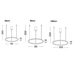 LUCES TOLUCA LE42777/8 lampa wisząca LED 60cm, 80cm, 100cm