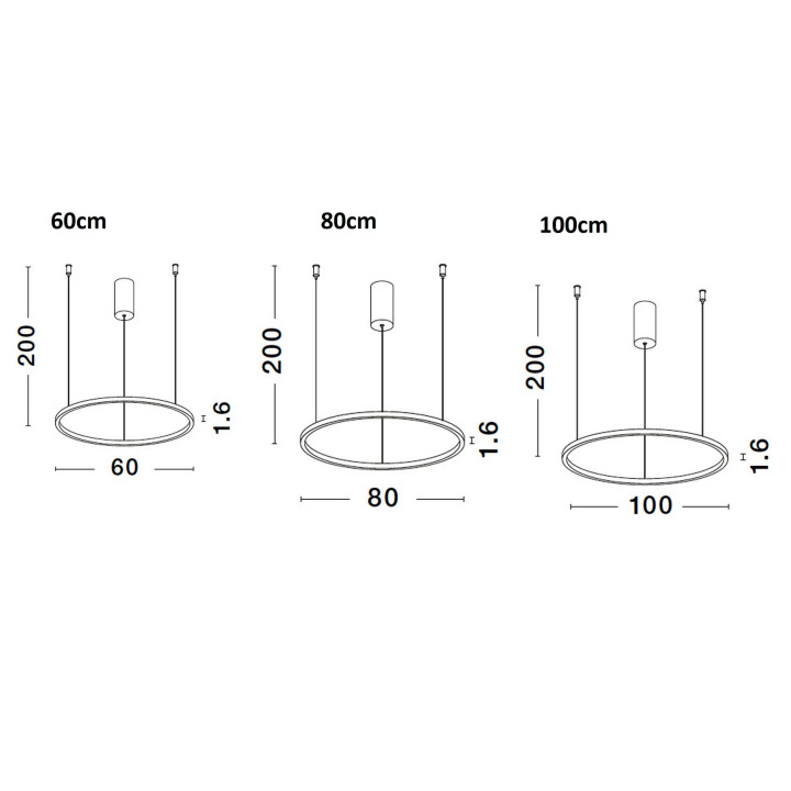 LUCES TOLUCA LE42777/8 lampa wisząca LED 60cm, 80cm, 100cm