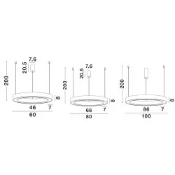 LUCES SONORA LE42807/8/9 wisząca LED 60cm, 80cm, 100cm