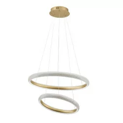 LUCES AMECA LE42818 double, gold round LED hanging lamp