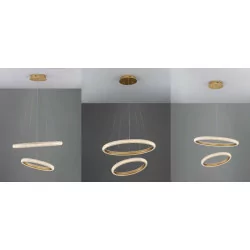 LUCES AMECA LE42818 double, gold round LED hanging lamp